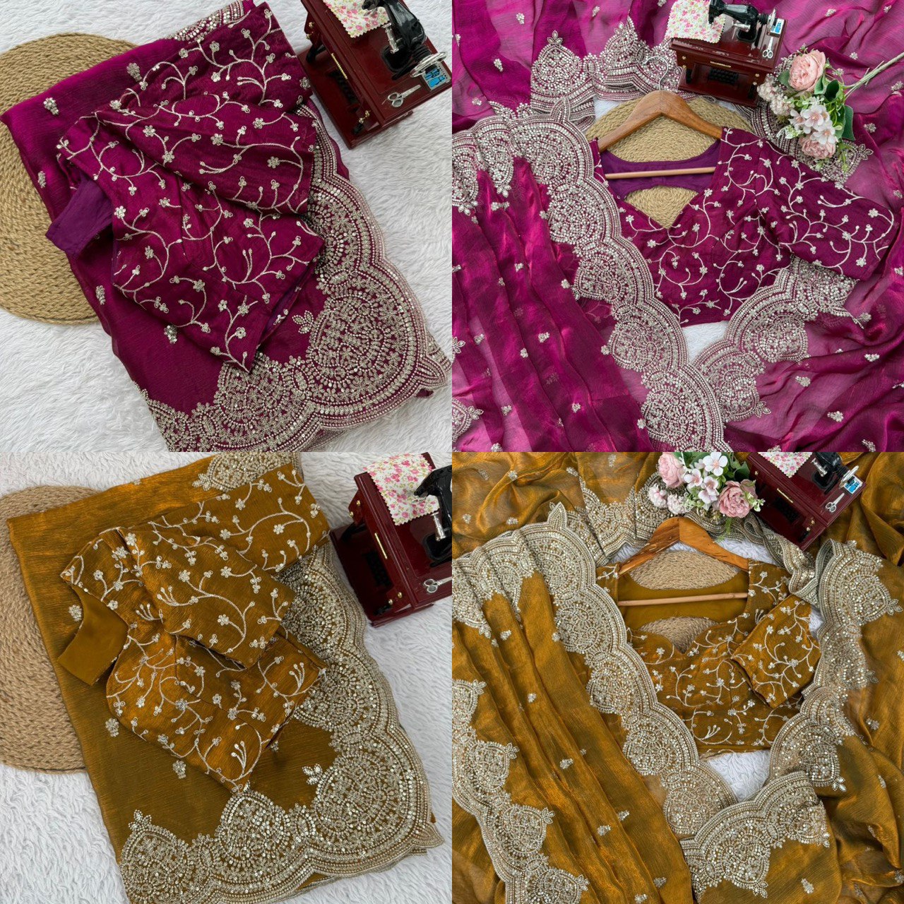 🌟 Fendi Chiffon Designer Saree – A Symphony of Elegance 🌟