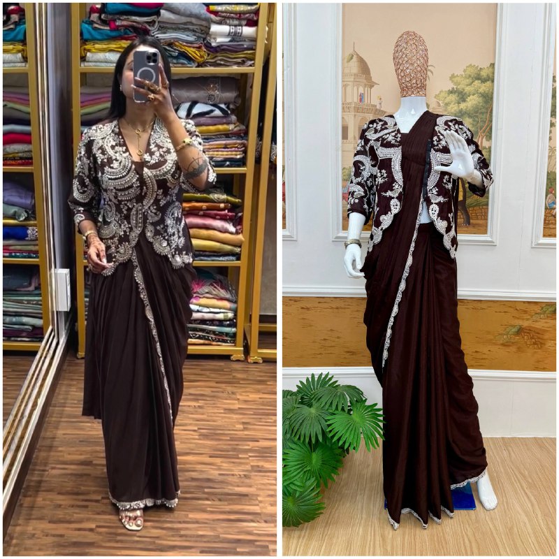 Super Stylish Ready-to-Wear Drape Saree-ST-1135👀💃