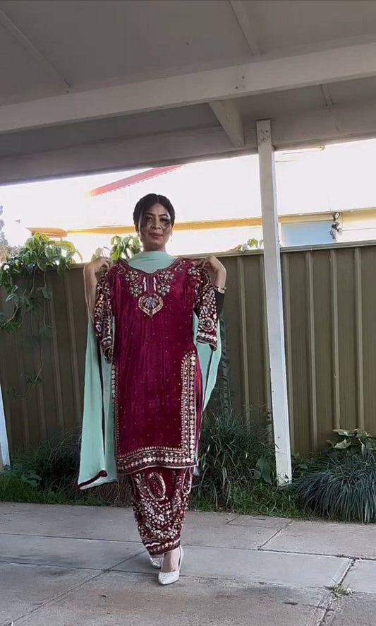 Velvet Royal Charm Suit Set-BE-189 💫 👑✨