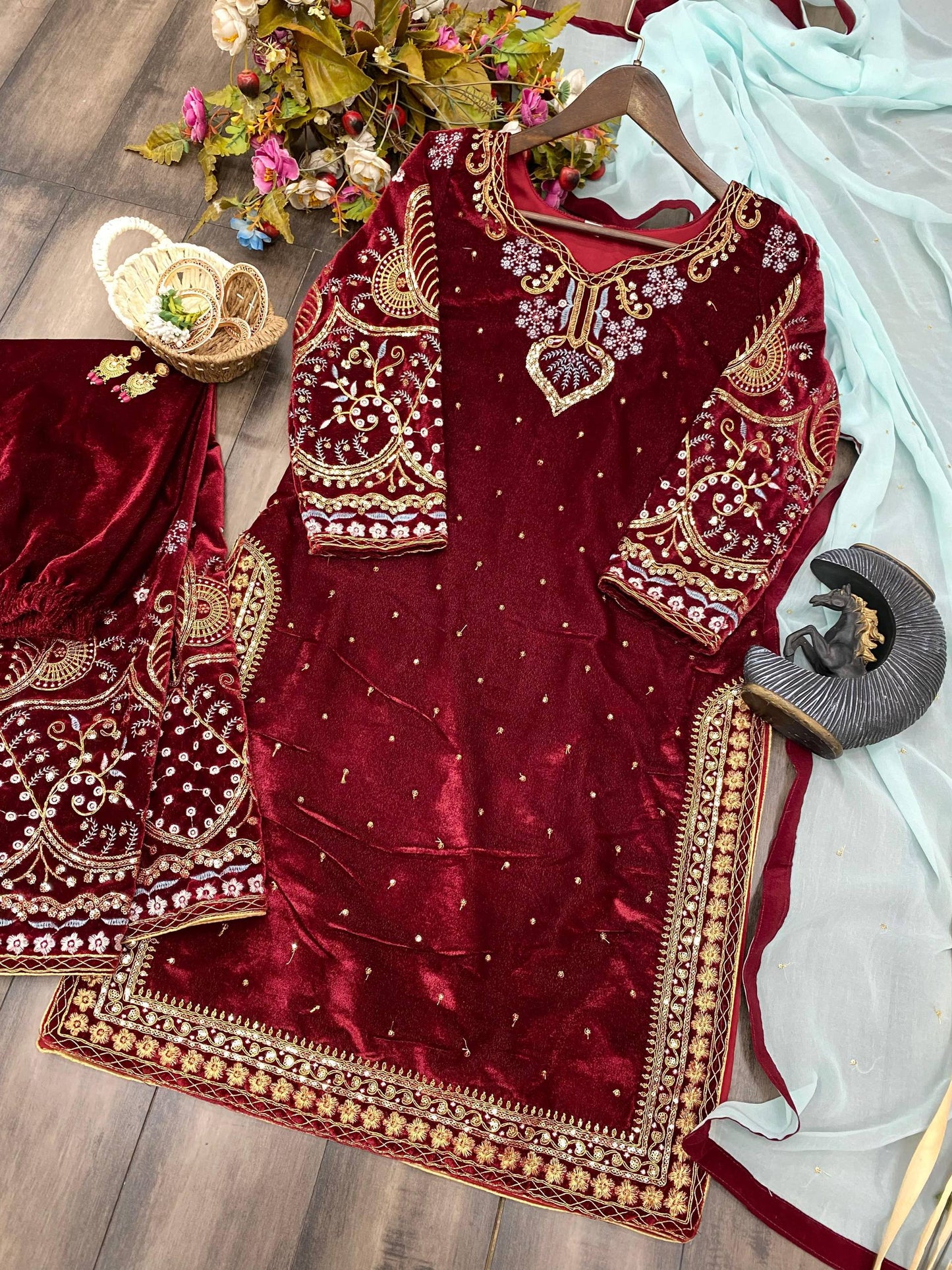 Velvet Royal Charm Suit Set-BE-189 💫 👑✨