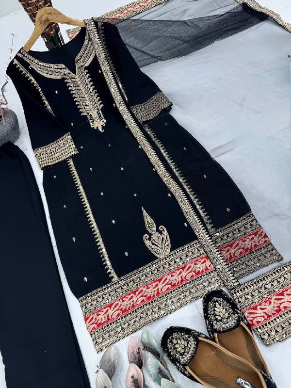 Designer Glam Georgette 3-Piece Suit Set-KF -1708 💃💃
