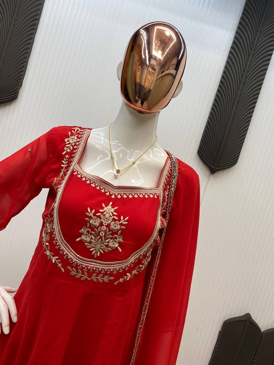 Exclusive Georgette Gown–Pant Set with Elegant Sequence Embroidery-LG-2022  ✨💃 💃✨