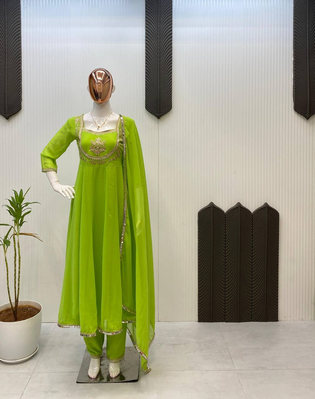 Exclusive Georgette Gown–Pant Set with Elegant Sequence Embroidery-LG-2022  ✨💃 💃✨