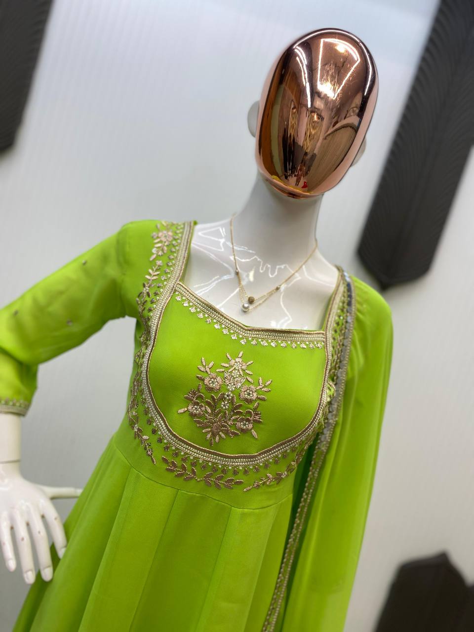 Exclusive Georgette Gown–Pant Set with Elegant Sequence Embroidery-LG-2022  ✨💃 💃✨