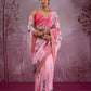 Pink Floral Chinnon Silk Saree – Mesmerizing & Modern -NC - 5493🌸🌸