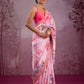 Pink Floral Chinnon Silk Saree – Mesmerizing & Modern -NC - 5493🌸🌸