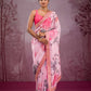 Pink Floral Chinnon Silk Saree – Mesmerizing & Modern -NC - 5493🌸🌸