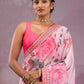 Pink Floral Chinnon Silk Saree – Mesmerizing & Modern -NC - 5493🌸🌸