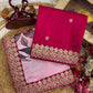 Pink Floral Chinnon Silk Saree – Mesmerizing & Modern -NC - 5493🌸🌸