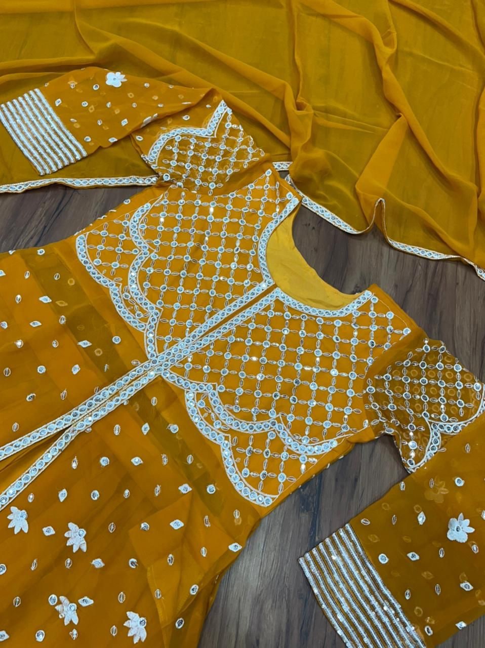 Georgette Embroidered Gown–Lehenga Set-KD-1055 💃✨