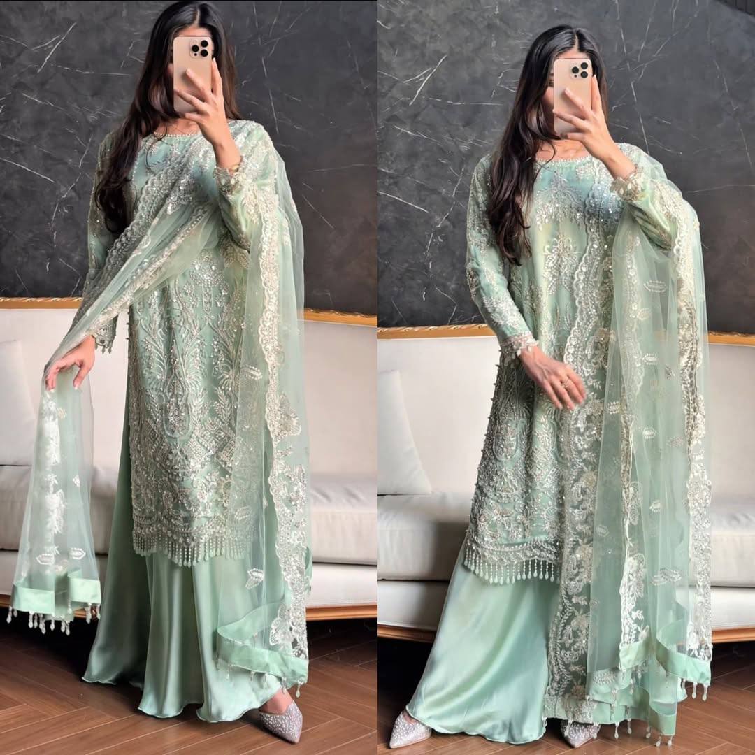 Sparkle Charm – Designer Soft Net 3-Piece Suit Set-KF-1703 💖💖