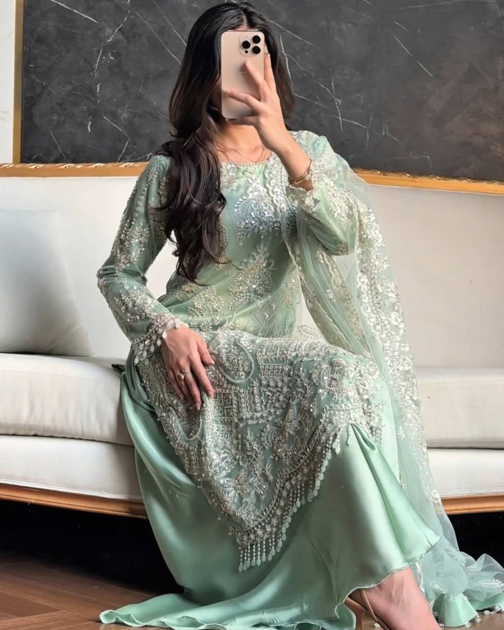 Sparkle Charm – Designer Soft Net 3-Piece Suit Set-KF-1703 💖💖