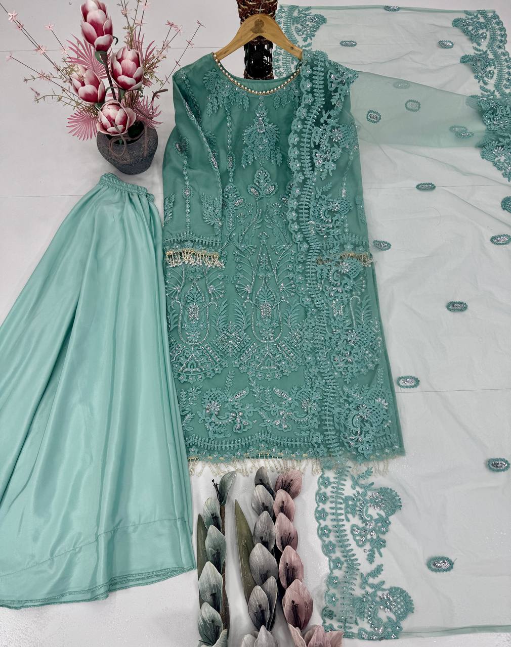 Sparkle Charm – Designer Soft Net 3-Piece Suit Set-KF-1703 💖💖