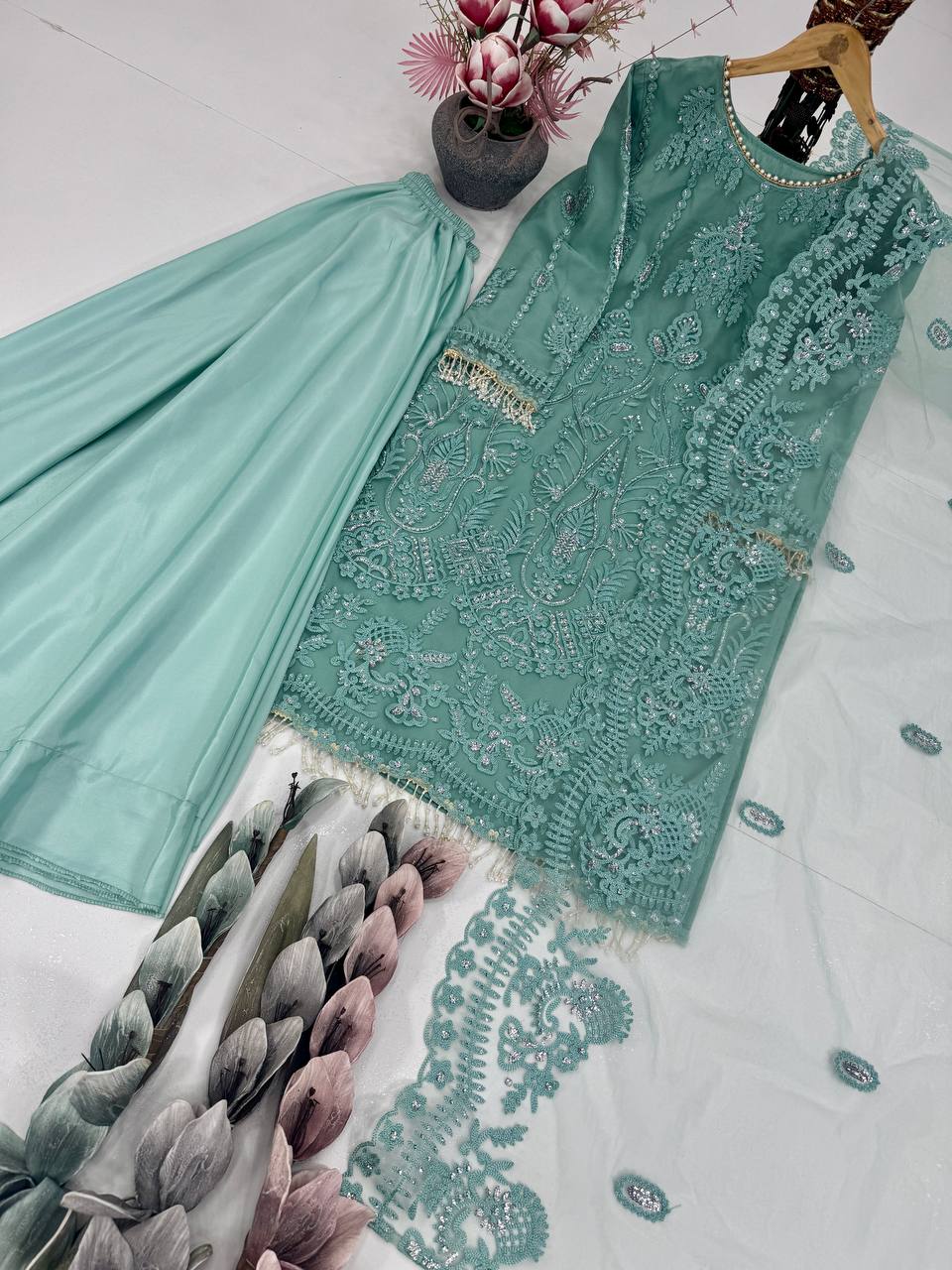 Sparkle Charm – Designer Soft Net 3-Piece Suit Set-KF-1703 💖💖