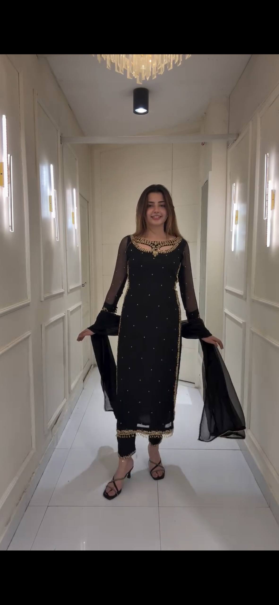 Superhit Pearl-Work Suit Set on Faux Georgette-ST-1125💃🥻