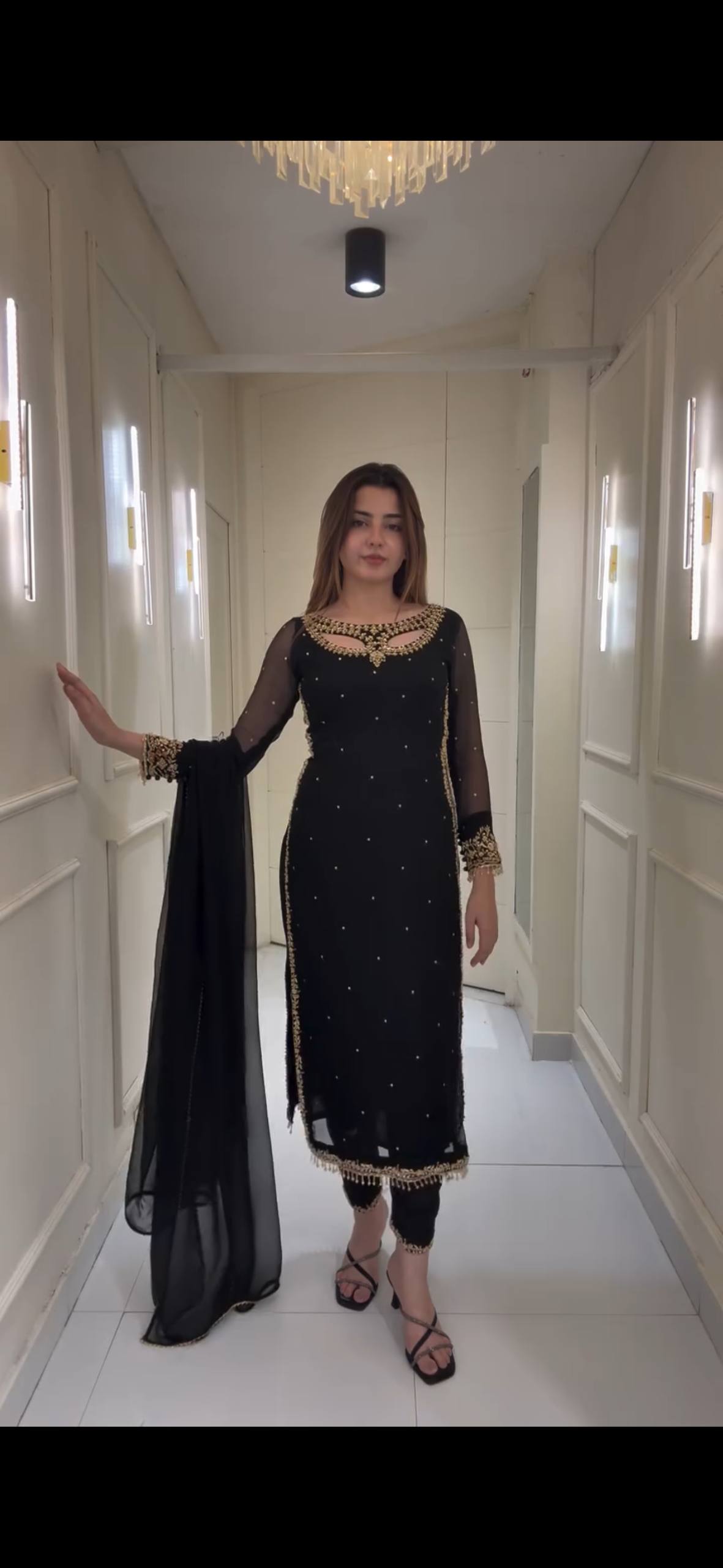 Superhit Pearl-Work Suit Set on Faux Georgette-ST-1125💃🥻