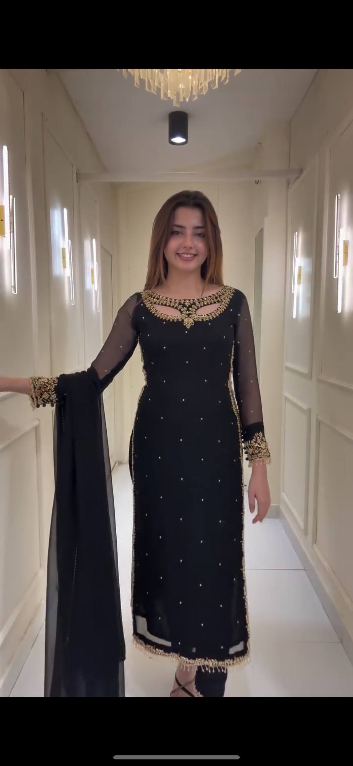 Superhit Pearl-Work Suit Set on Faux Georgette-ST-1125💃🥻