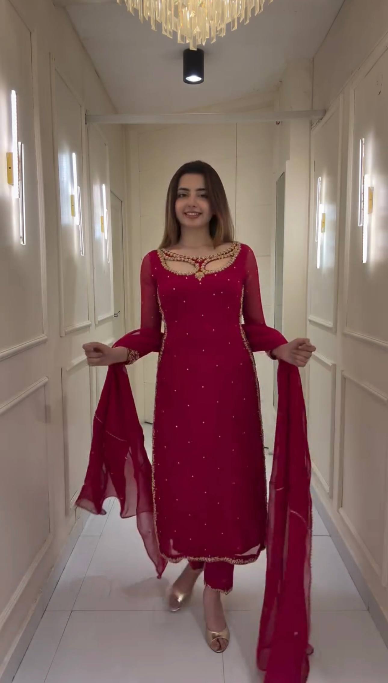 Superhit Pearl-Work Suit Set on Faux Georgette-ST-1125💃🥻