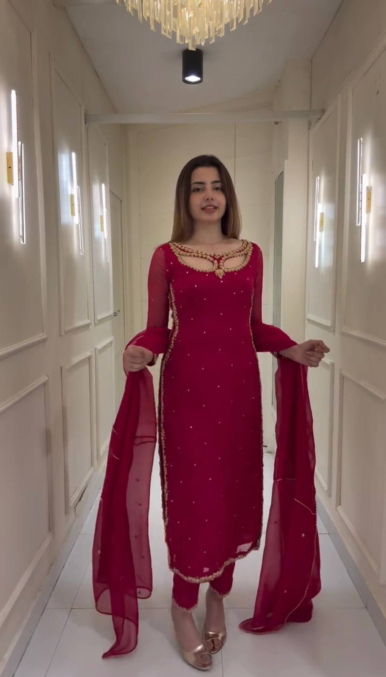 Superhit Pearl-Work Suit Set on Faux Georgette-ST-1125💃🥻