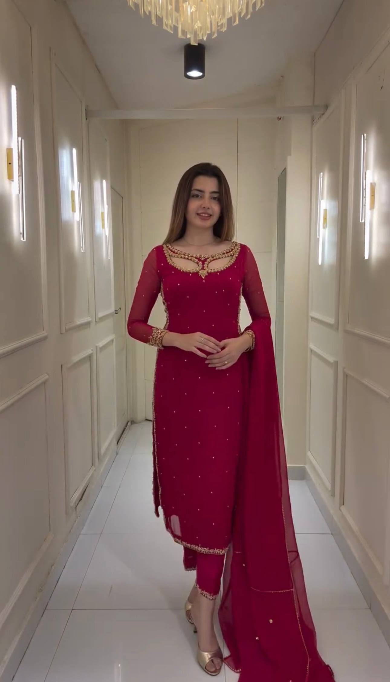 Superhit Pearl-Work Suit Set on Faux Georgette-ST-1125💃🥻