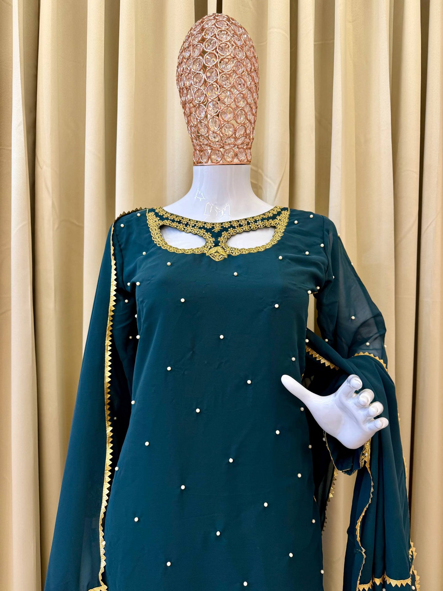 Superhit Pearl-Work Suit Set on Faux Georgette-ST-1125💃🥻