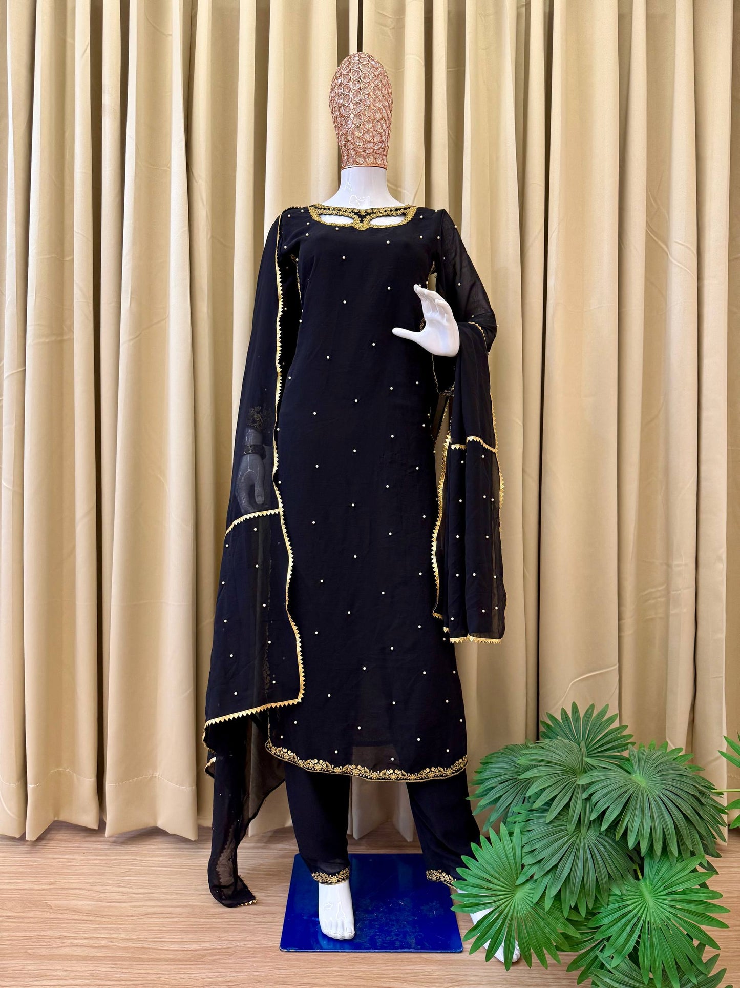 Superhit Pearl-Work Suit Set on Faux Georgette-ST-1125💃🥻