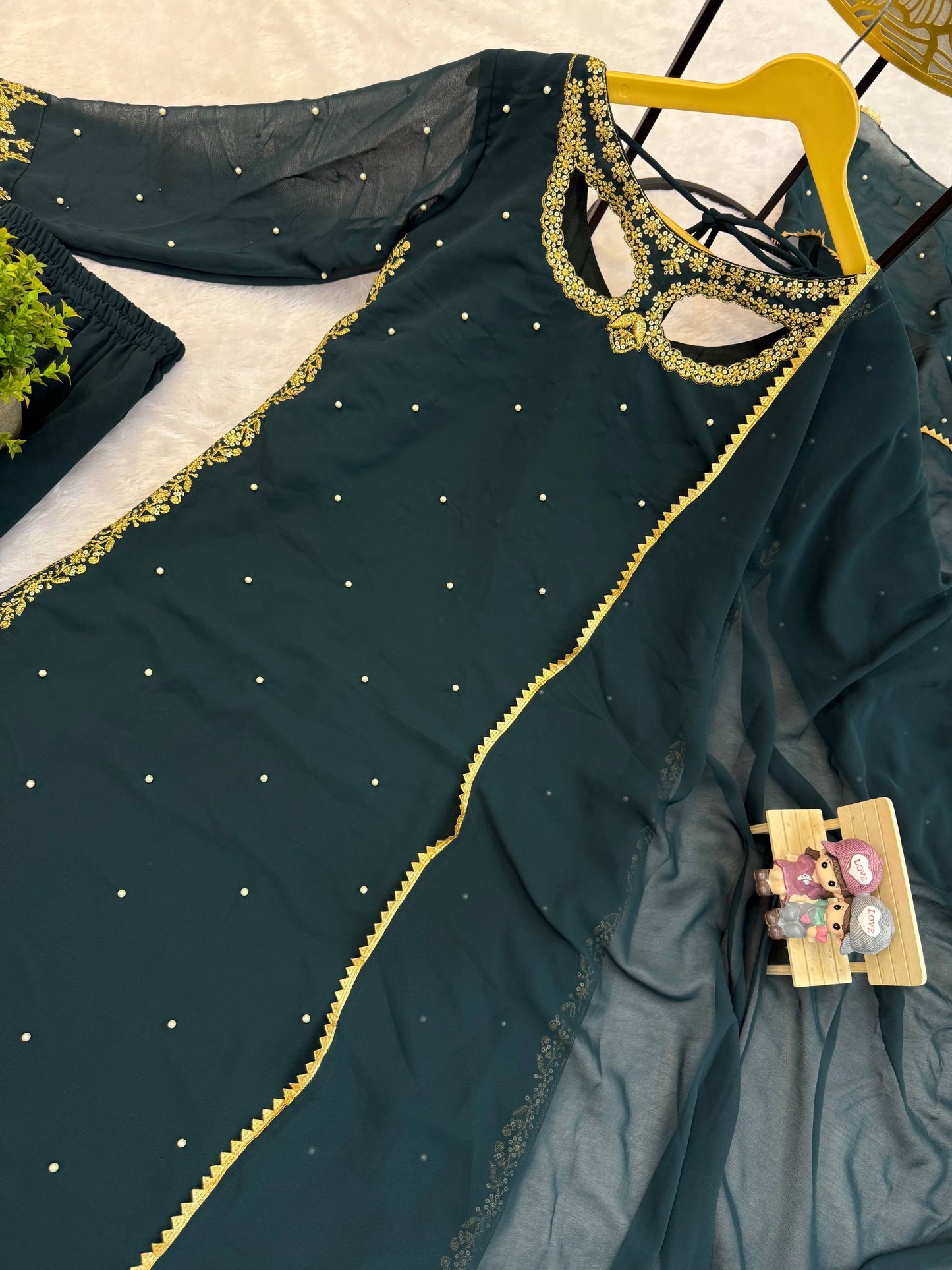 Superhit Pearl-Work Suit Set on Faux Georgette-ST-1125💃🥻