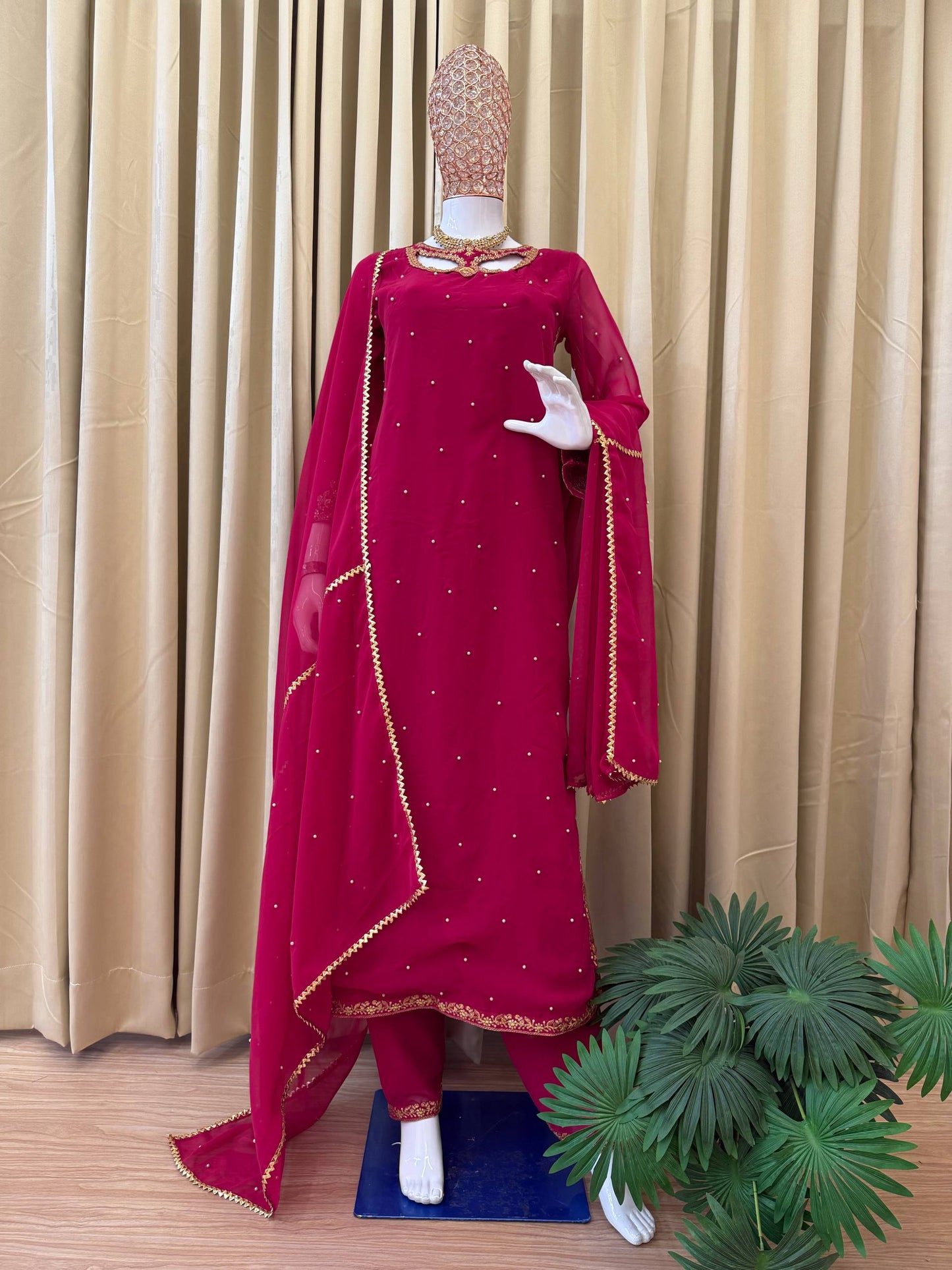 Superhit Pearl-Work Suit Set on Faux Georgette-ST-1125💃🥻