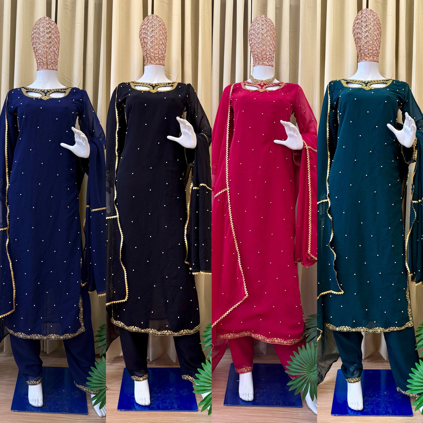 Superhit Pearl-Work Suit Set on Faux Georgette-ST-1125💃🥻