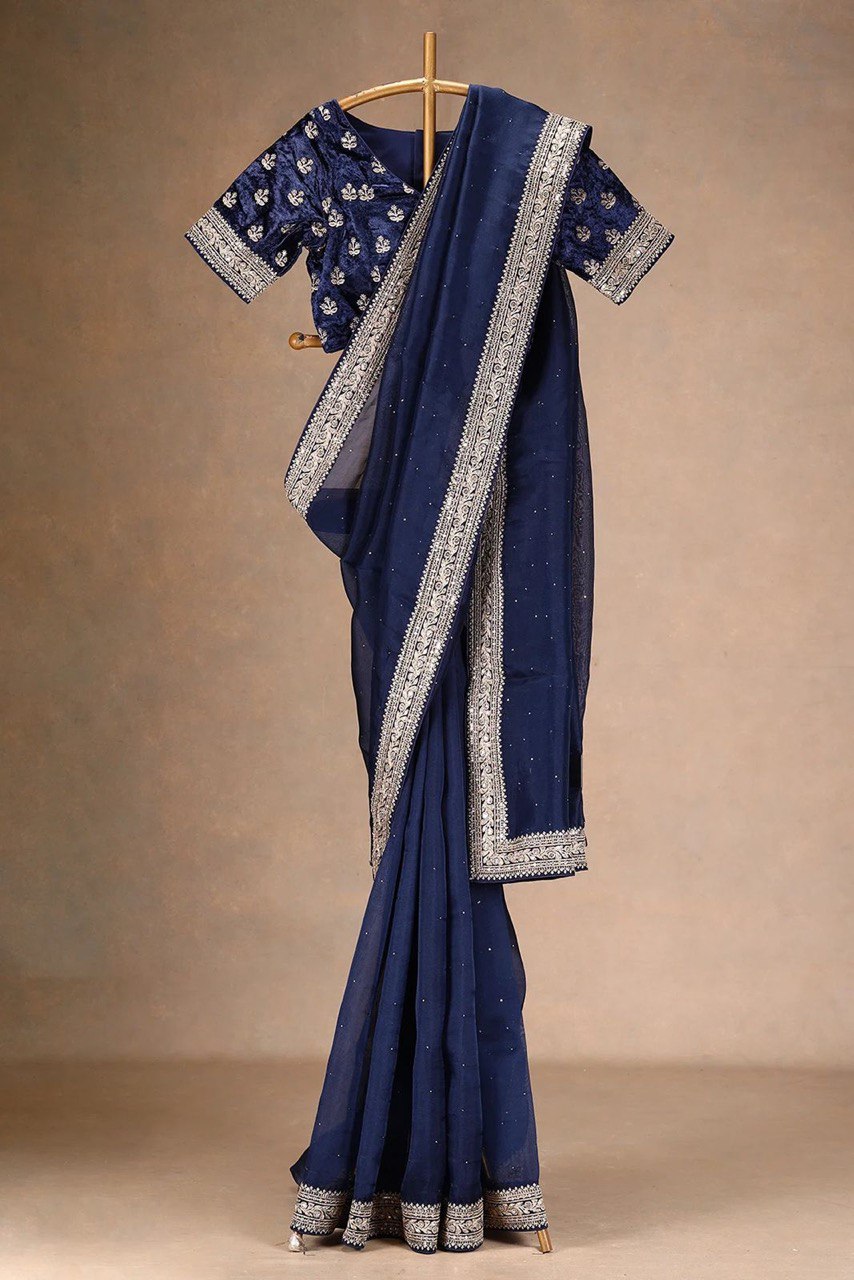✨ Topic: Radiant Organza Silk Designer Saree with LCD Diamond Work ✨