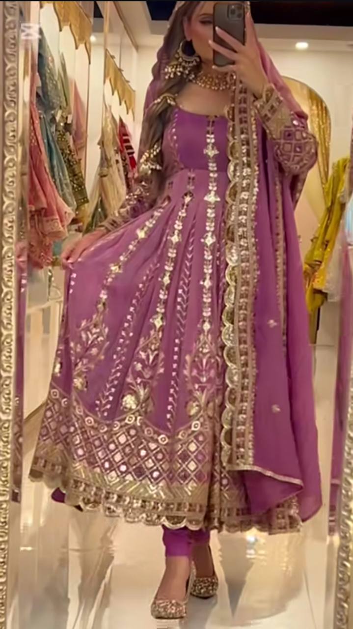 Royal Chinnon Silk Anarkali Set -NF-1256 ✨ 👑💃 ✨