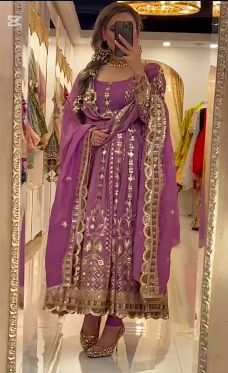 Royal Chinnon Silk Anarkali Set -NF-1256 ✨ 👑💃 ✨
