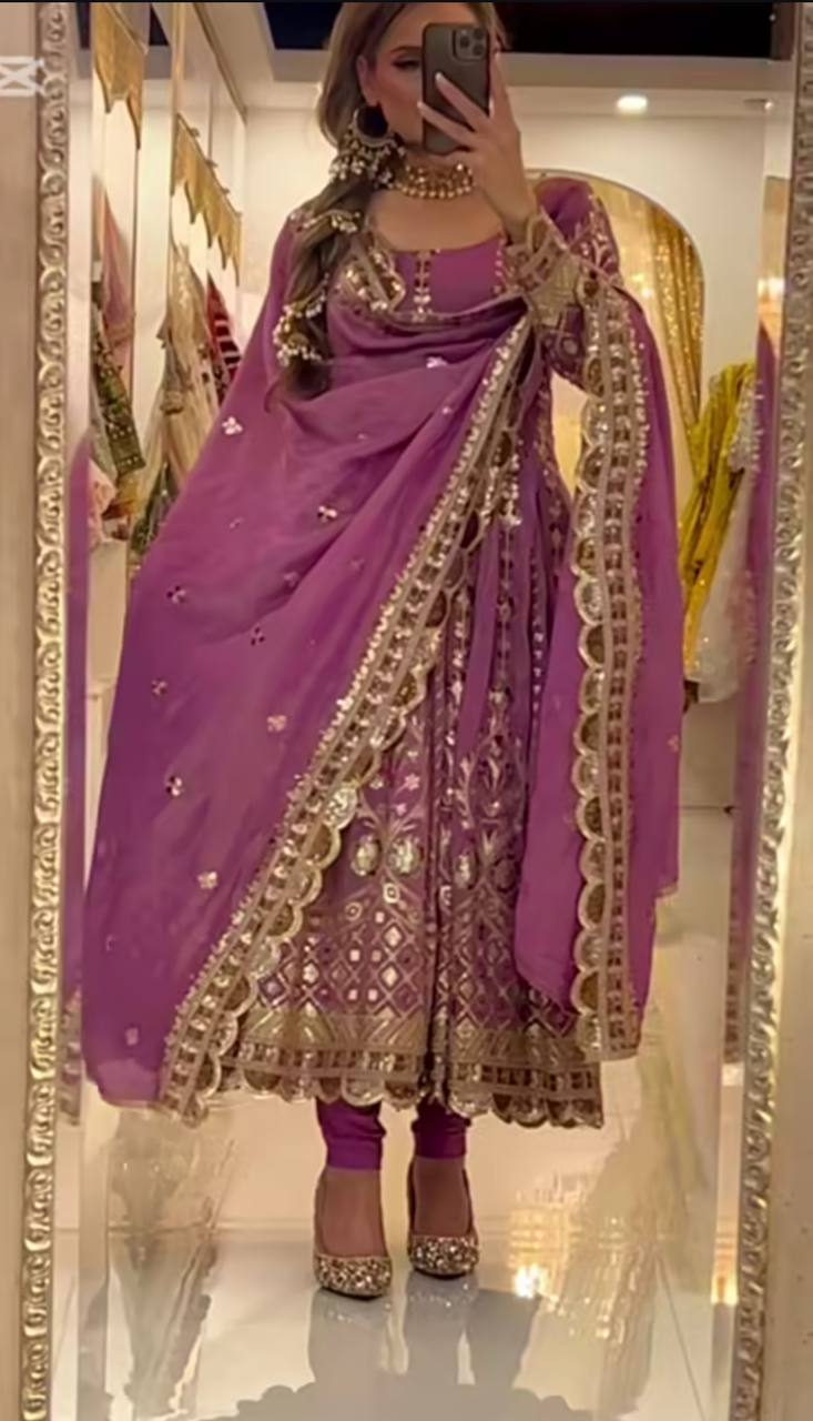 Royal Chinnon Silk Anarkali Set -NF-1256 ✨ 👑💃 ✨