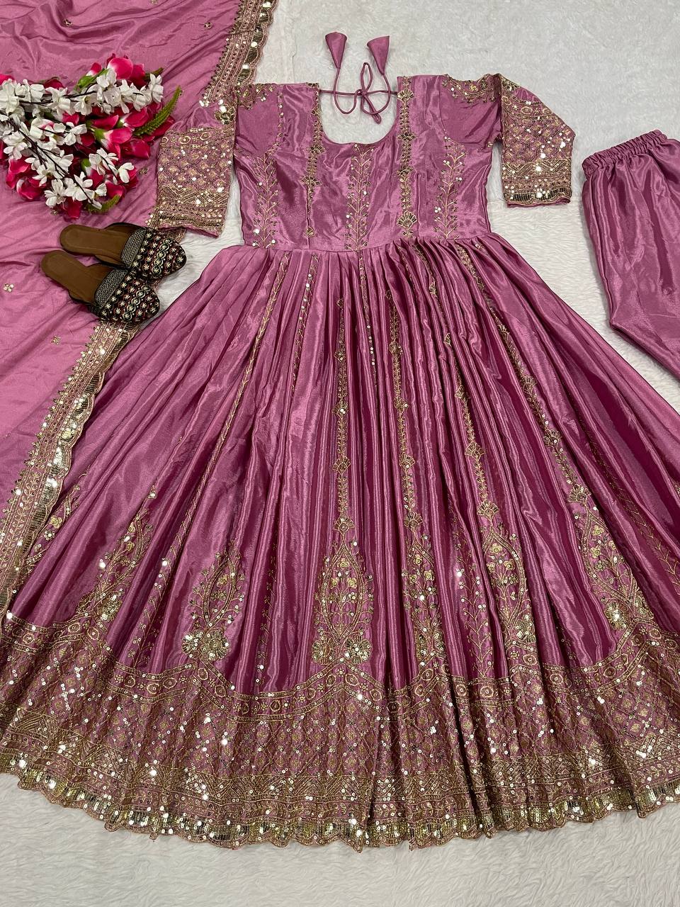 Royal Chinnon Silk Anarkali Set -NF-1256 ✨ 👑💃 ✨
