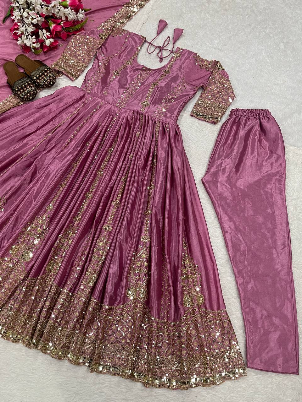 Royal Chinnon Silk Anarkali Set -NF-1256 ✨ 👑💃 ✨