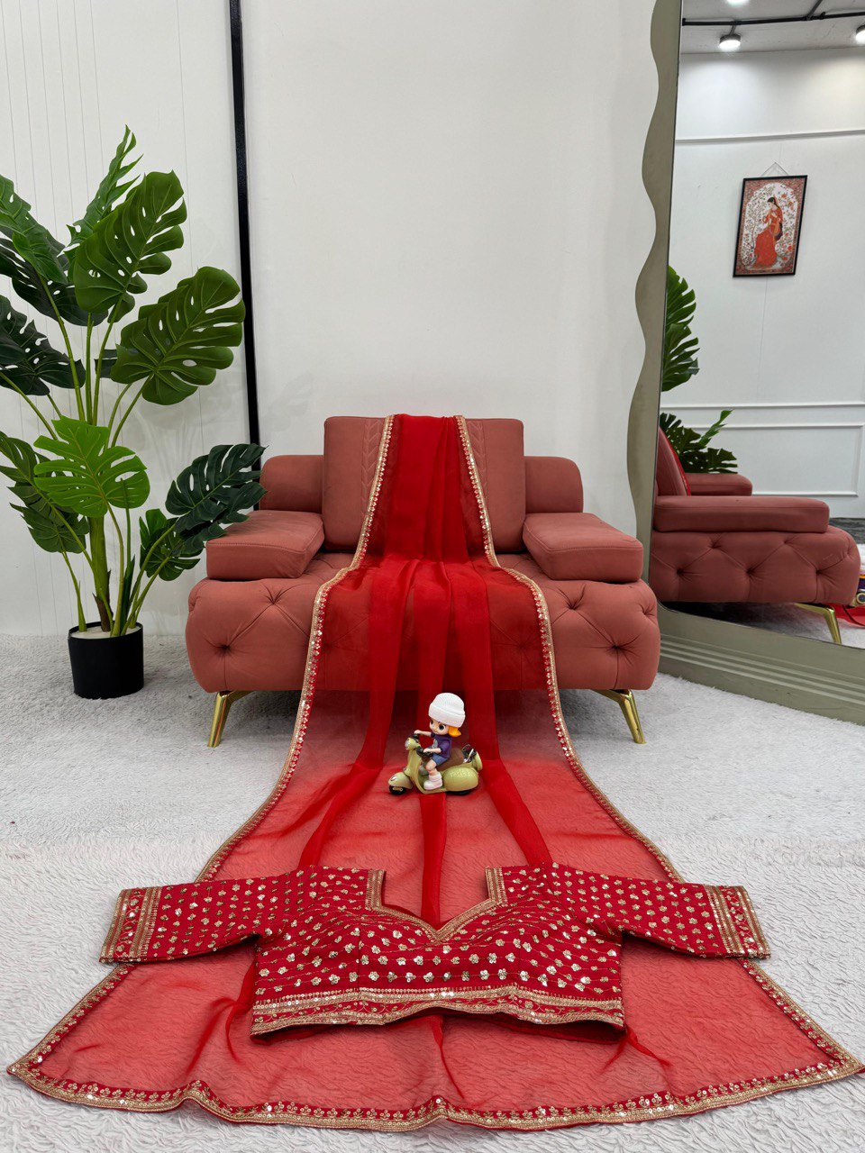 ✨ Elegant Organza Silk Designer Saree with Sequins Detailing