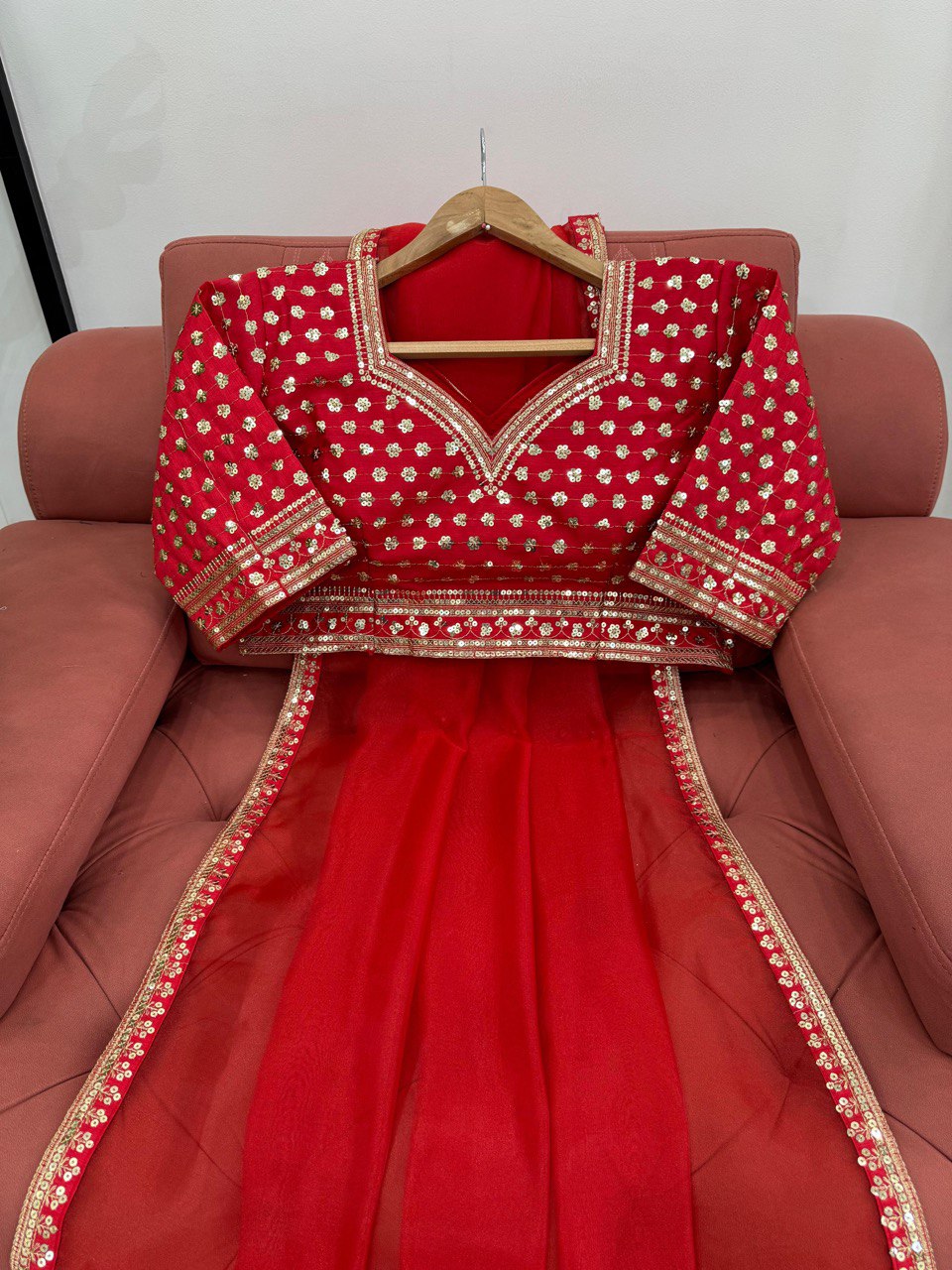 ✨ Elegant Organza Silk Designer Saree with Sequins Detailing