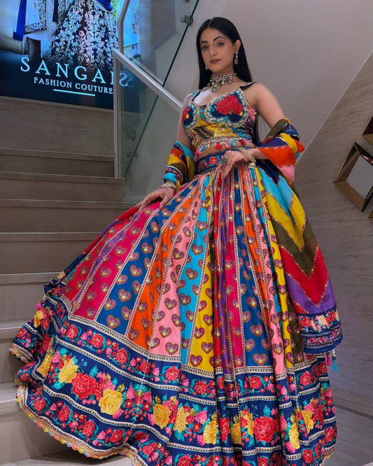 🌸 Designer Faux Georgette Digital Print Lehenga Set 🌸