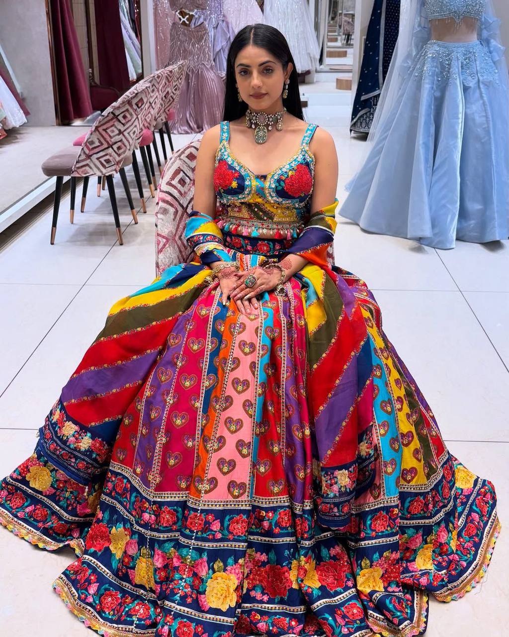 🌸 Designer Faux Georgette Digital Print Lehenga Set 🌸