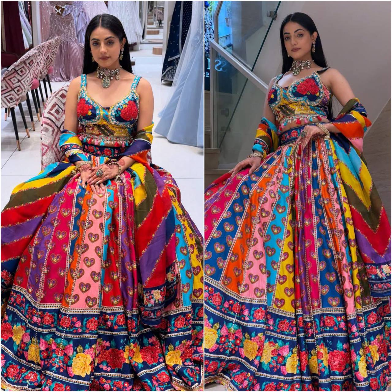 🌸 Designer Faux Georgette Digital Print Lehenga Set 🌸