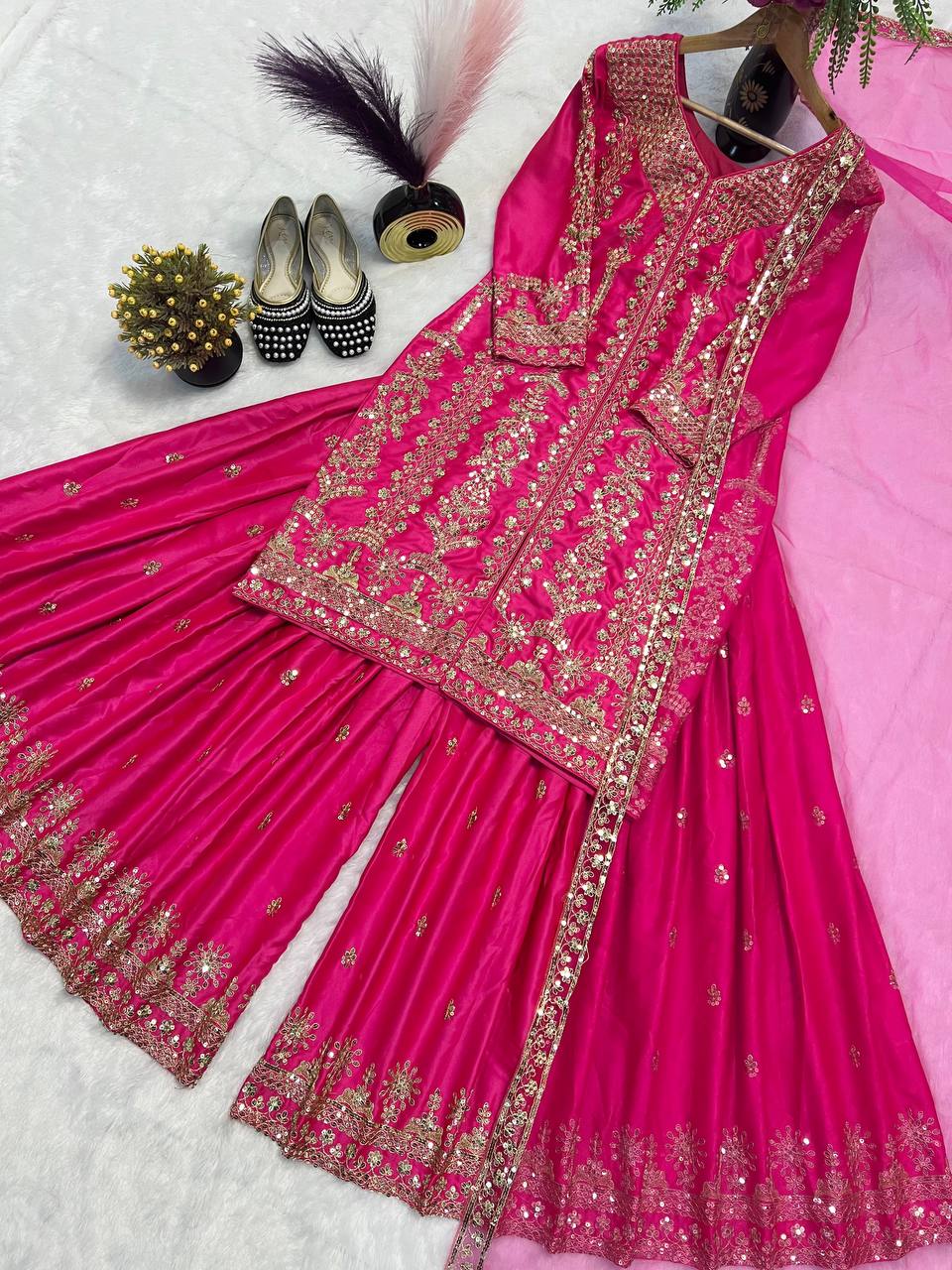 Satin Shine Sharara Set  ✨ 💃🌟