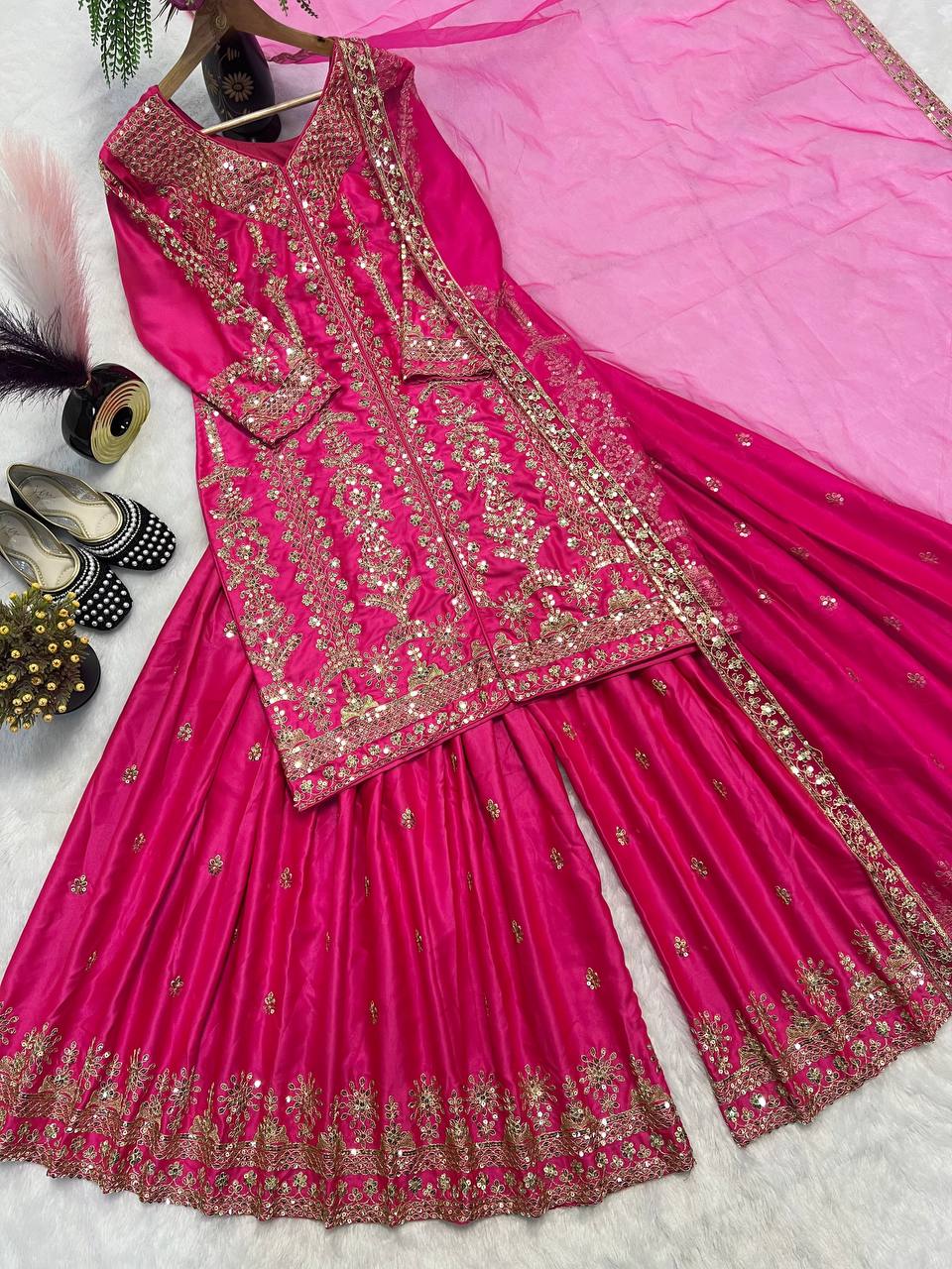 Satin Shine Sharara Set  ✨ 💃🌟