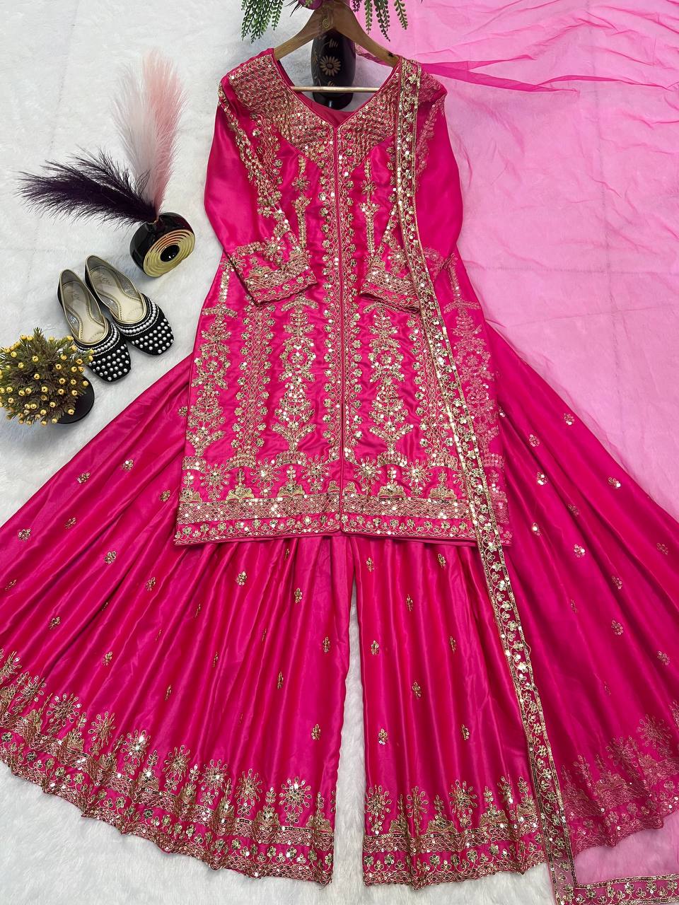 Satin Shine Sharara Set  ✨ 💃🌟