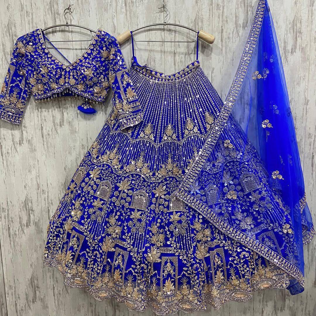 Premium Soft Net Lehenga with Coding Sequins Embroidery & Matching Dupatta