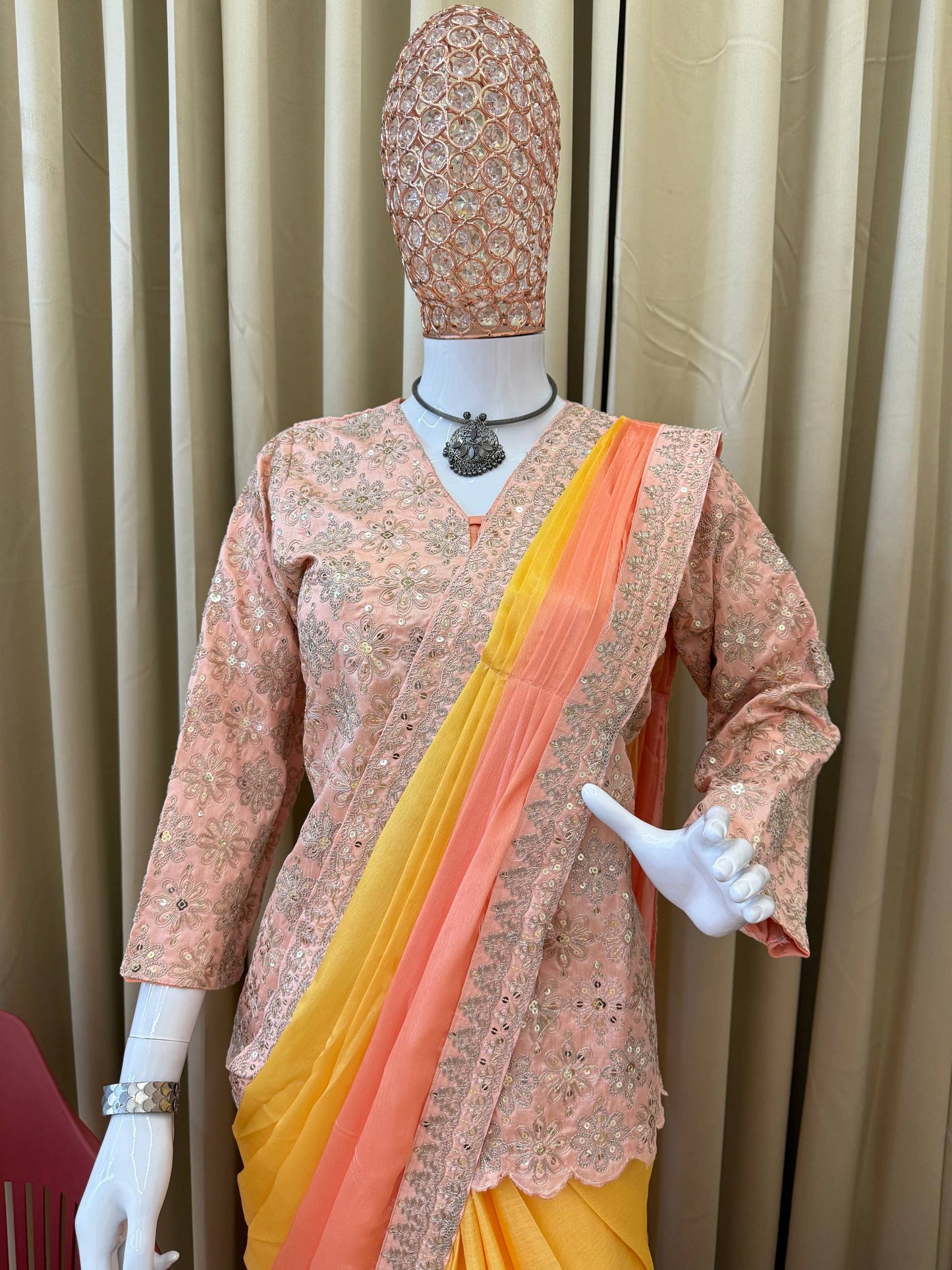 Superhit Indo-Western Drape Saree with Embroidered Koti! 🚀🥻