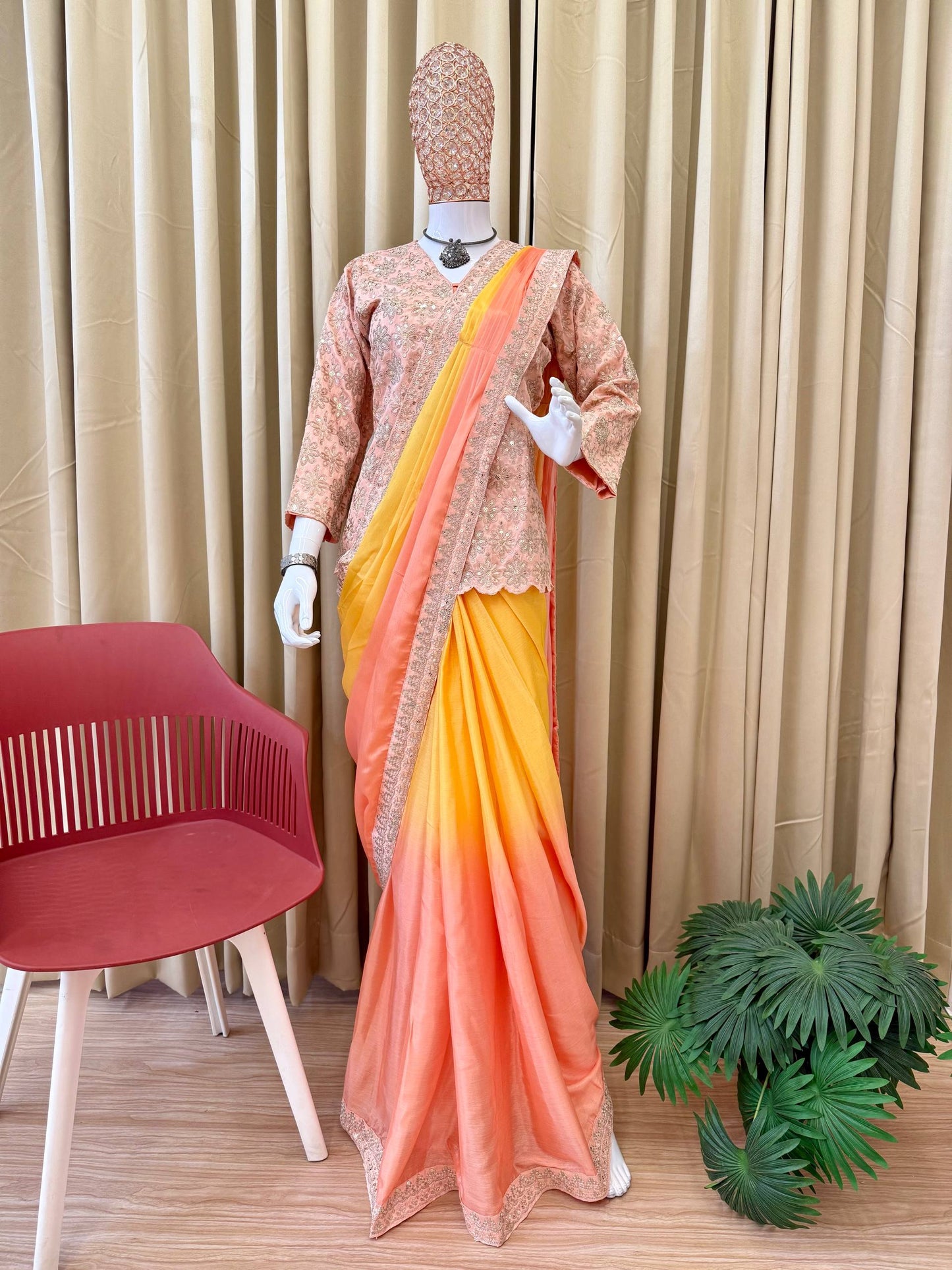 Superhit Indo-Western Drape Saree with Embroidered Koti! 🚀🥻
