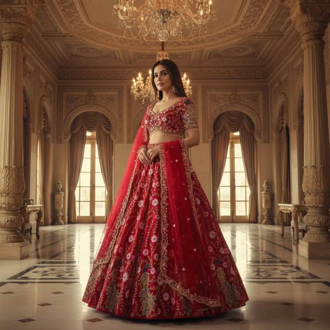 Premium Soft Net Lehenga with Sequins Embroidery & Matching Dupatta