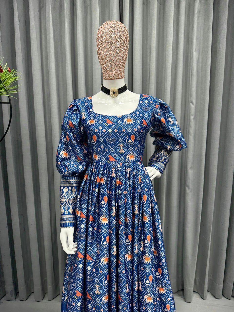 Stylish Digital Print Gown – Party Wear Special-KD-1221 💃🏻💃🏻