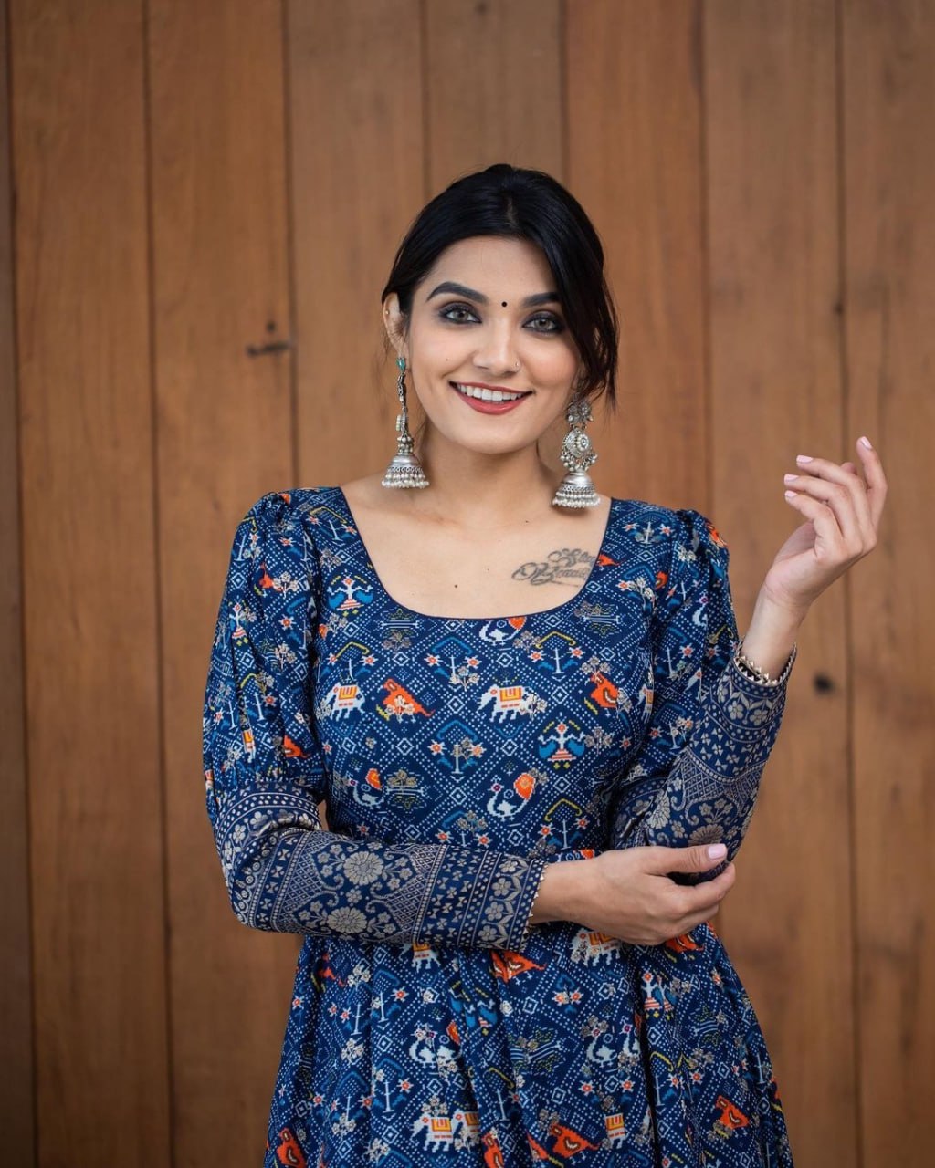 Stylish Digital Print Gown – Party Wear Special-KD-1221 💃🏻💃🏻