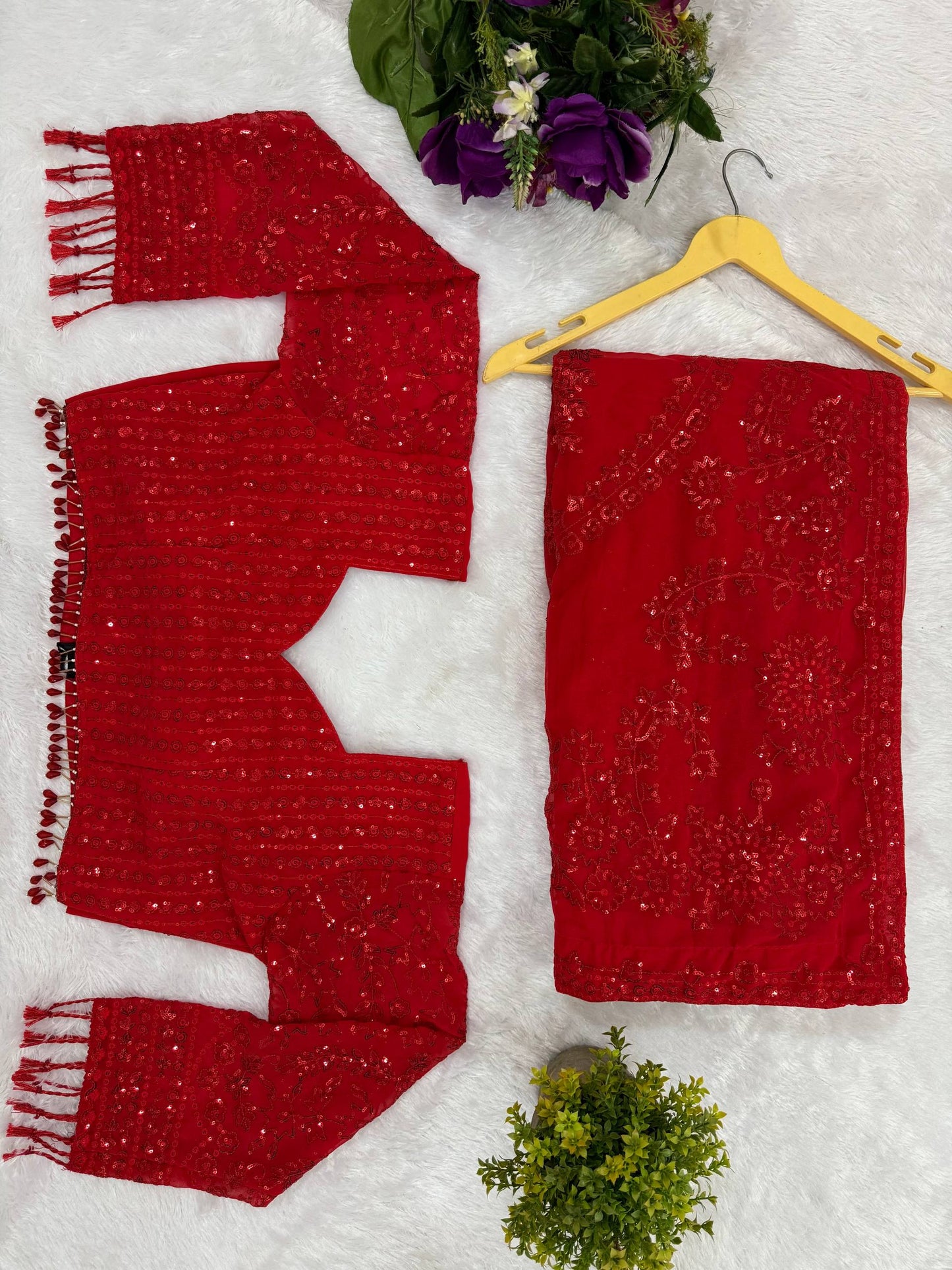 Superhit Georgette Embroidered Saree with Ready Blouse!-ST- 488 💃